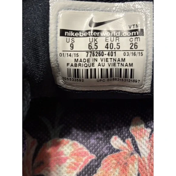 Women's Black Floral Nike Lunarglide 6 Athletic Running/Walking Shoes Size 9 - Picture 5 of 11